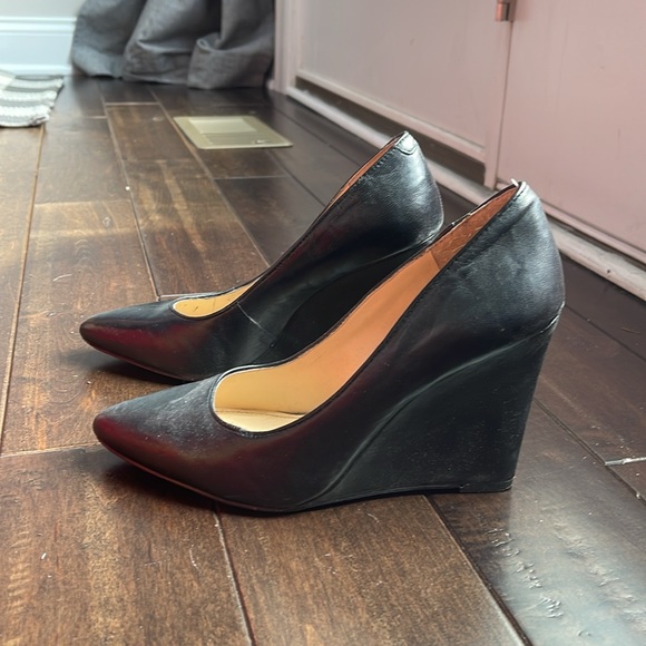 Women’s Jessica Simpson “Cheri” black leather platform wedge, size 7 - Picture 2 of 6